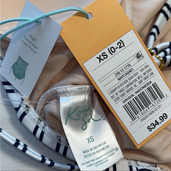 Kona Sol Target Triangle High Coverage One Piece Swimsuit Sz XS (0-2) - Picture 8 of 10